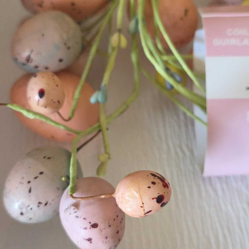 Easter Meadow Coiled Garland with Assorted Color Faux Eggs